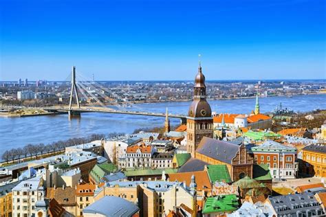 Vista Panor Mica De La Ciudad De Riga Letonia Desde La Altura De La