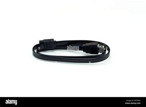 Black SATA data cable isolated on white background Stock Photo - Alamy