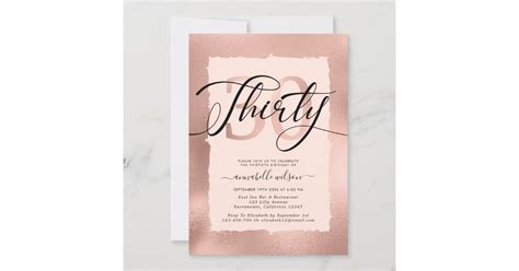 Rose Gold Foil 30th Birthday Photo Invitation Zazzle