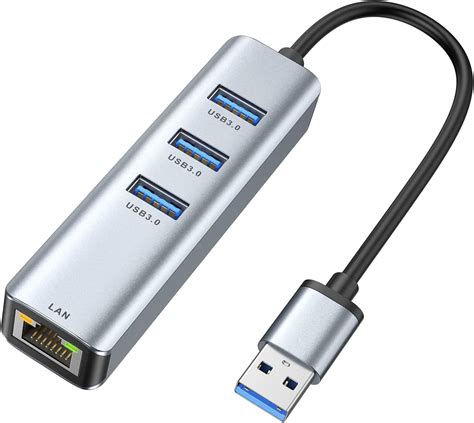 Adaptador Usb 30 A Ethernet Hub Usb 30 De 3 Puertos Con Adaptador Rj45