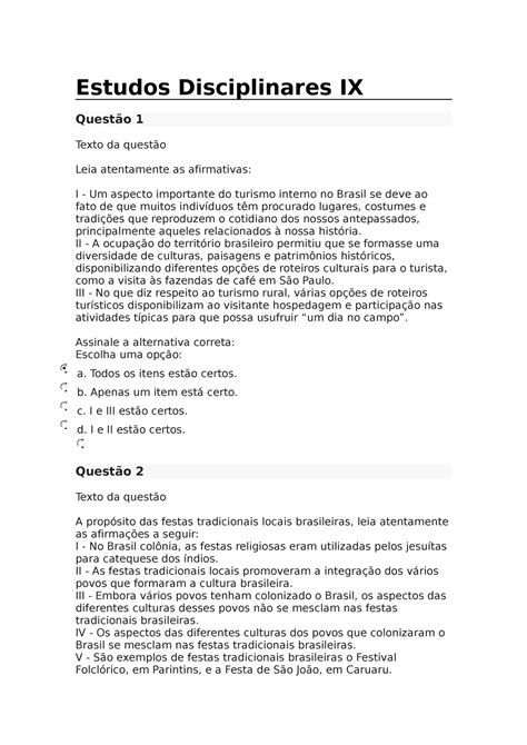 Estudos Disciplinares Ix Estudos Disciplinares Ix Quest O Entre Na