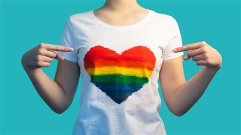 Premium Photo Gay Pride Lgbt Rights Woman Tshirt Rainbow Heart