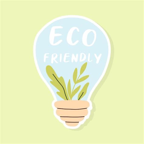 Premium Vector Eco Sticker With Light Bulb And Leaves Eco Friendly