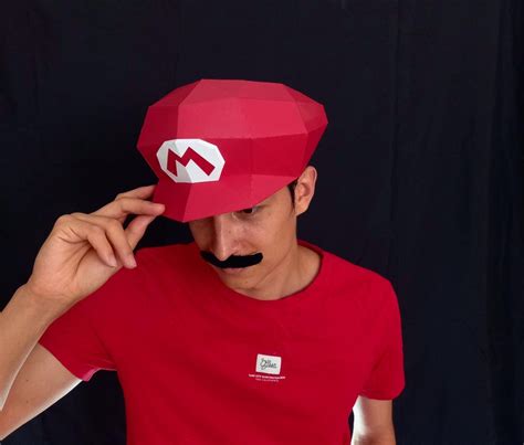 Mario Bros Hat Template Papercraft Super Mario Hat Diy Origami Etsy