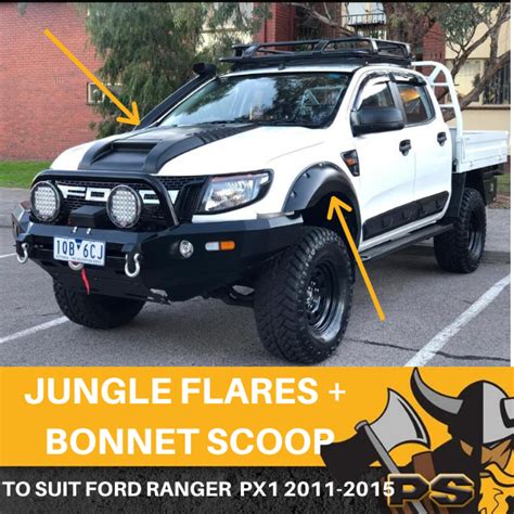 Fender Jungle Flares Bonnet Scoop Combo Ford Ranger Px1 2011 2015 4 Piece