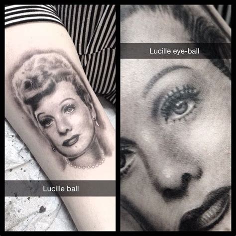 Lucille Ball I Love Lucy Tattoo Realistic Portrait Black And Gray Black