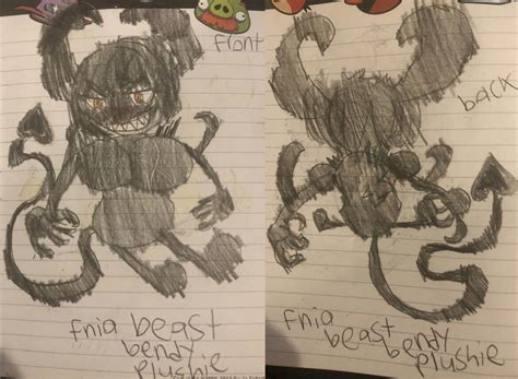 Fnia Beast Bendy Plushie Front And Backside By Animeloverotakunya On