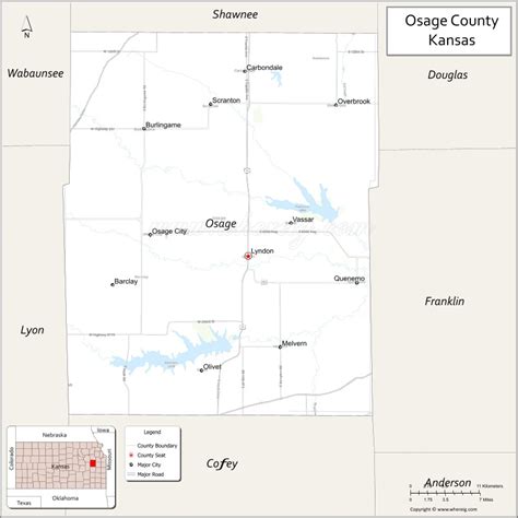 Map Of Osage County Kansas Where Is Located Cities Population