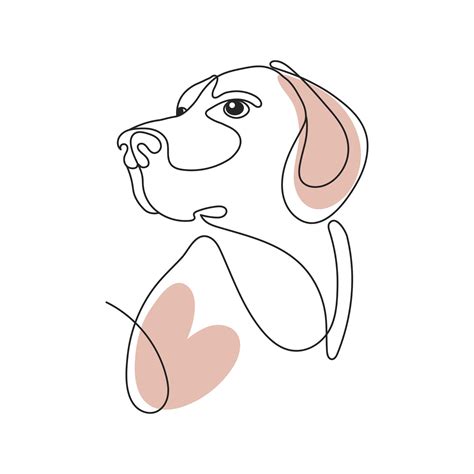 Line Art Cute Purebred Dog Beagle Outline Illustration Poster