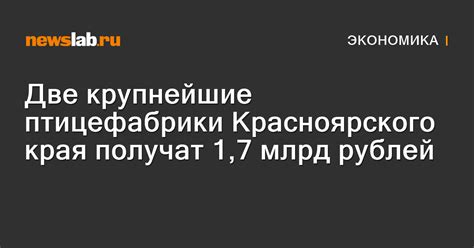 Две крупнейшие птицефабрики Красноярского края получат 1,7 млрд рублей ...