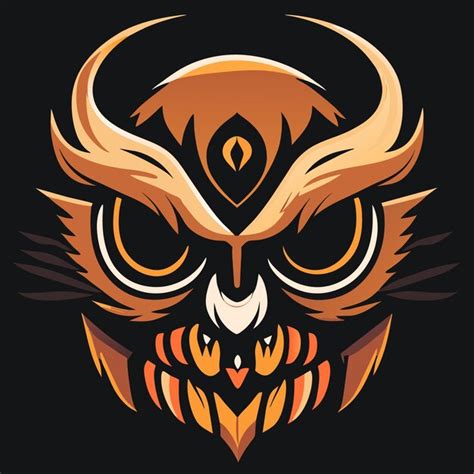 Diseño de insignia de calavera de búho vintage Vector Premium