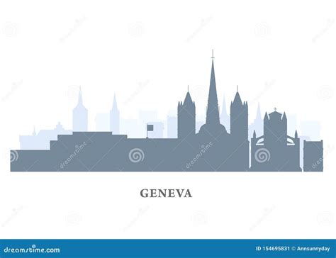 Geneva City Skyline Golden Silhouette Cartoon Vector CartoonDealer