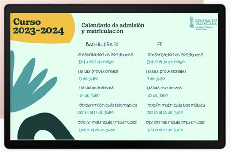 Calendario de admisión y matriculación curso 2023 2024 IES ANTONIO