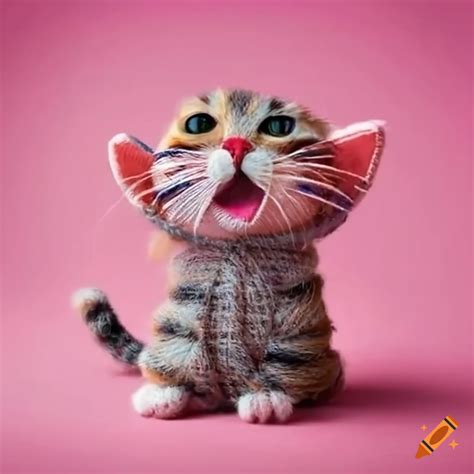 Adorable Laughing Baby Cat Made Of Yarn On Craiyon