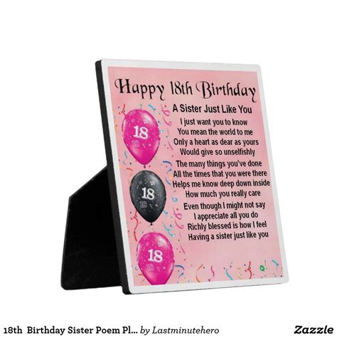 18th Birthday Sister Poem Plaque Uk In 2020 21st Birthday