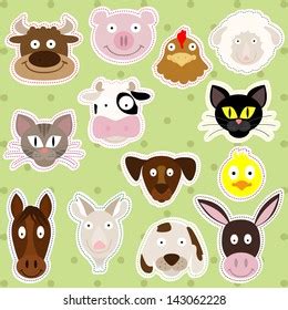 Cute Farm Animals Vector Illustration Set Stock Vector (Royalty Free) 143062228 | Shutterstock