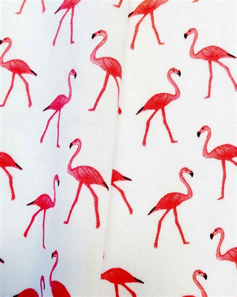 Voile Viscose Imprim De Flamants Roses De Mondial Tissus