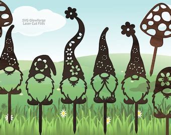 Sunflower Garden Gnome Svg Bundle Glowforge Files Laser Etsy