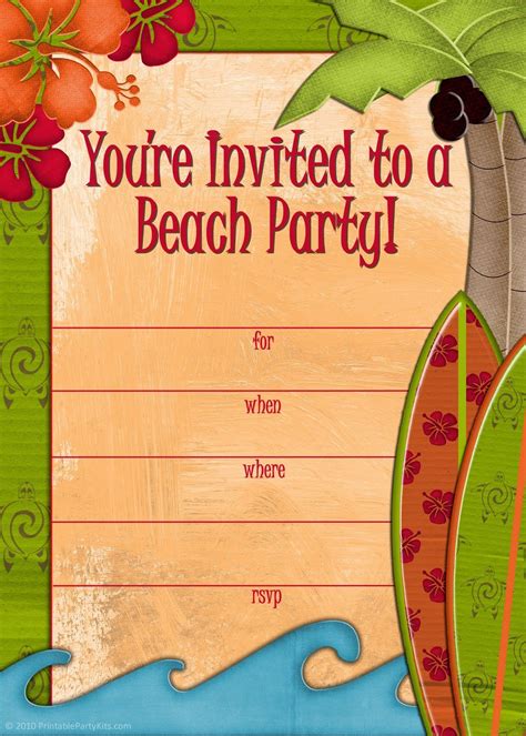 Free Printable Beach Birthday Party Invitations Free Printable Templates