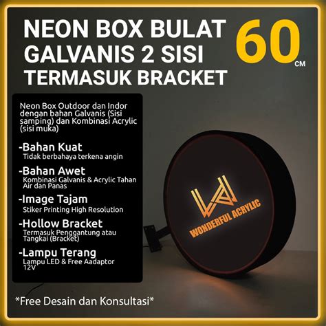 Jual Neon Box Bulat Ukuran Cm Sisi Termasuk Bracket Shopee Indonesia