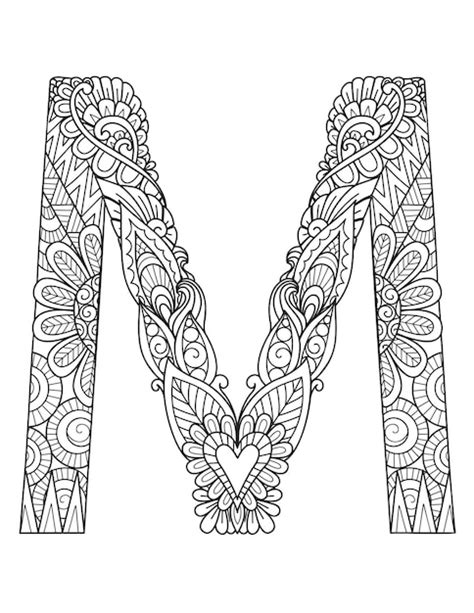 Premium Vector Mandala Letter V Monogram Adult Coloring Book Engraving Design