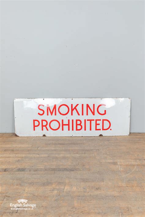 Large Reclaimed Enamel No Smoking Sign