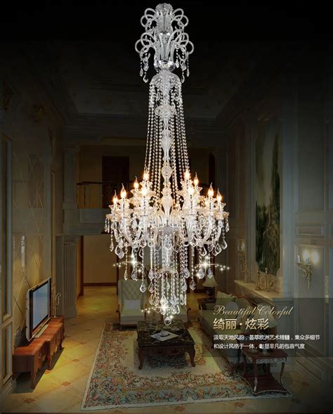 Large Stair Long Hotel Luxury Crystal Chandelier Modern Long K9 Lobby