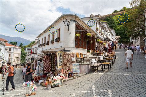 Gjirokastra, Albania - September, 2021: Souvenir shops in old town of ...