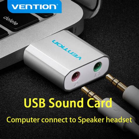 Vention External Sound Card USB To 3 5mm Jack Aux Headset Adapter