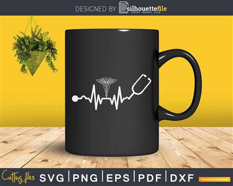 Nurse Heartbeat Svg Caduceus Stethoscope Svg Cut Files For Crafters