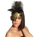 Demi Masque Baroque Or Femme Avec Plumes Noires Masques V Nitien