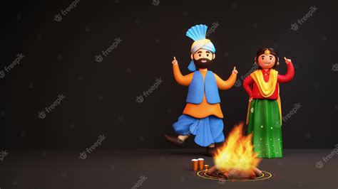 Premium Photo 3d Render Of Punjabi Young Couple Doing Bhangra Dance