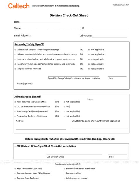 Fillable Online Cce Caltech ChE Department Safety Inspection Form Fax