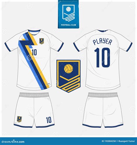 White And Blue Stripe Soccer Jersey Or Football Kit Mockup Template