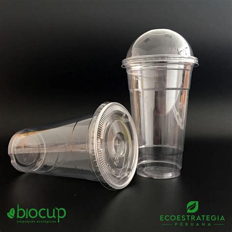 Eco Estrategia Peruana Vaso Transparente Pet 16oz Tapa Domo