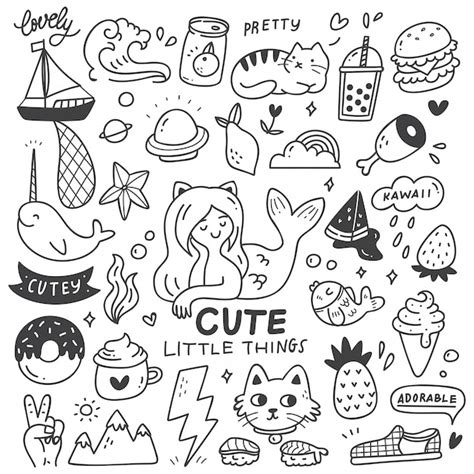 premium vector set  cute  doodles