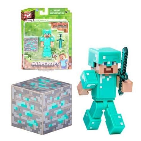 Jazwares Minecraft Overworld Steve With Diamond Armor Action Figure