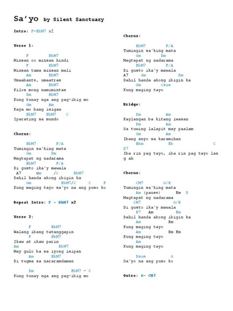 Sayo Chords by Silent Sanctuary | PDF