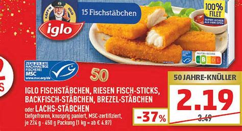 Iglo Fischstäbchen Risen Fisch sticks Backfisch stäbchen Brezel