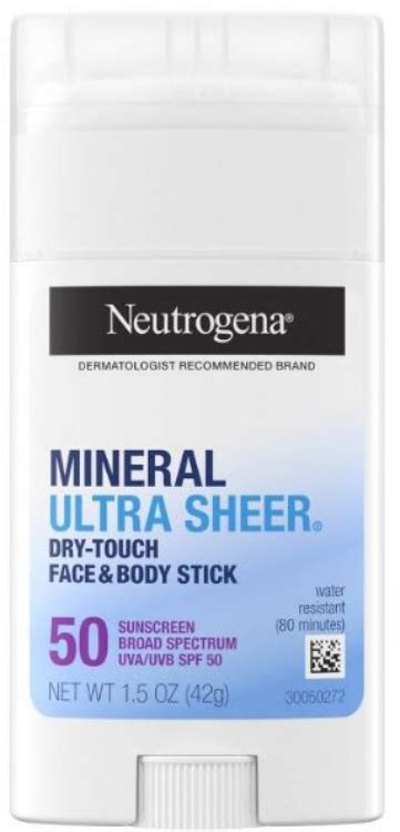 Neutrogena Mineral Ultra Sheer Dry Touch Face And Body Stick Spf 50 1source