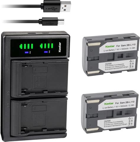 Kastar Paquete de 2 baterías SB L110 y cargador USB LTD2 de repuesto