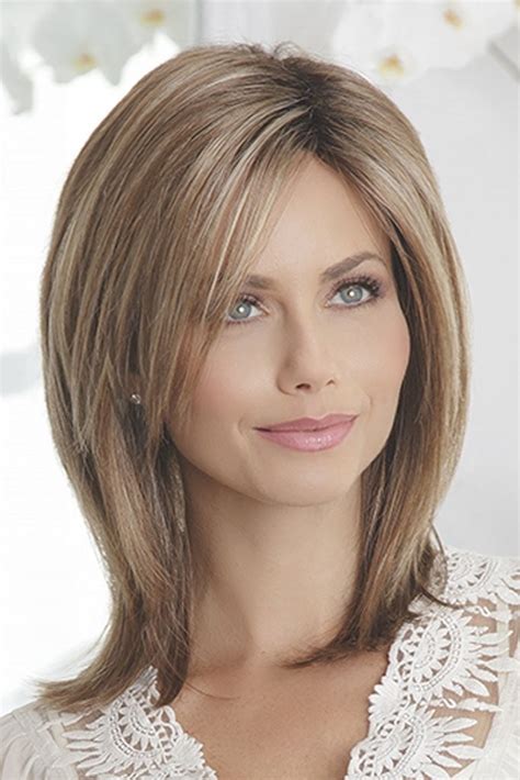 Lace Front Mono Top Dark Blonde Ladies Medium Layered Wigs