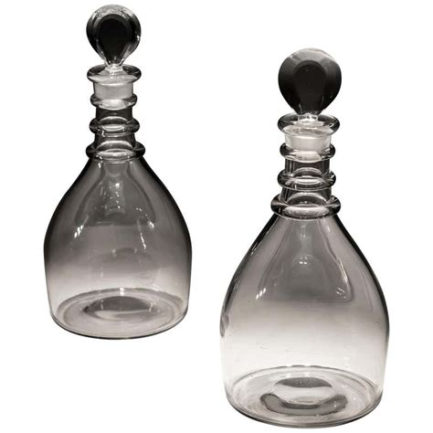 Pair Of Georgian Plain Three Ring Decanters At 1stdibs