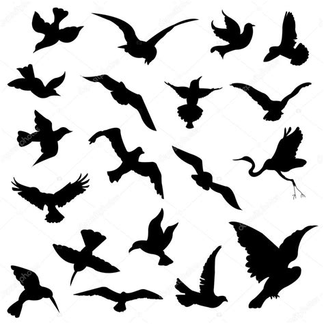 Bird Silhouettes Stock Vector By Lemony