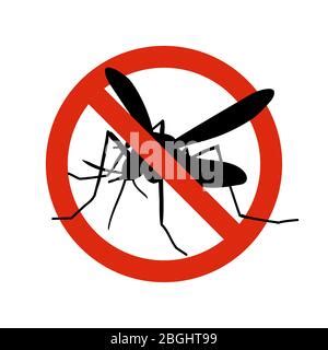 Icono de señal de parada de mosquitos repelente Símbolo de advertencia