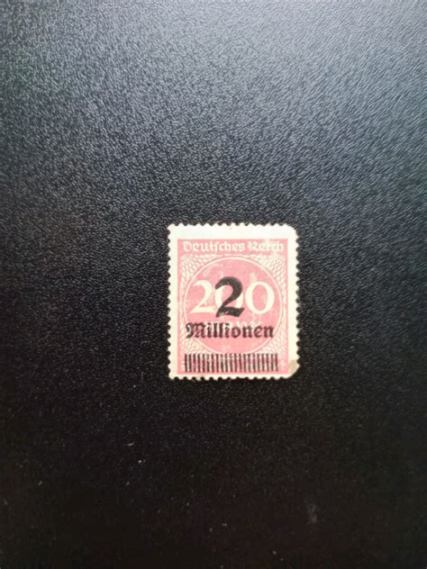 Weimar Republic German Empire 1923 Overprinted Stamp 2mill On 200 Mar