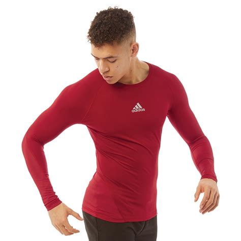 Adidas Heren Alphaskin Sport Compression Tops Met Lange Mouwen Rood