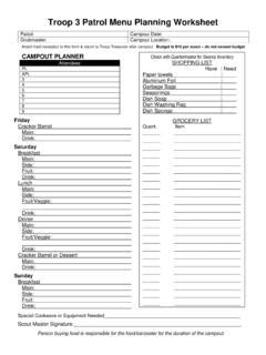 Troop Patrol Menu Planning Worksheet Troop Ambler Troop