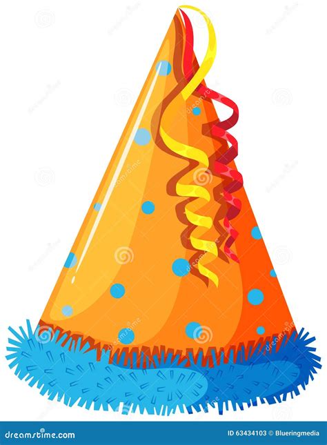 Party Hat In Orange Color Stock Vector Illustration Of Rope 63434103