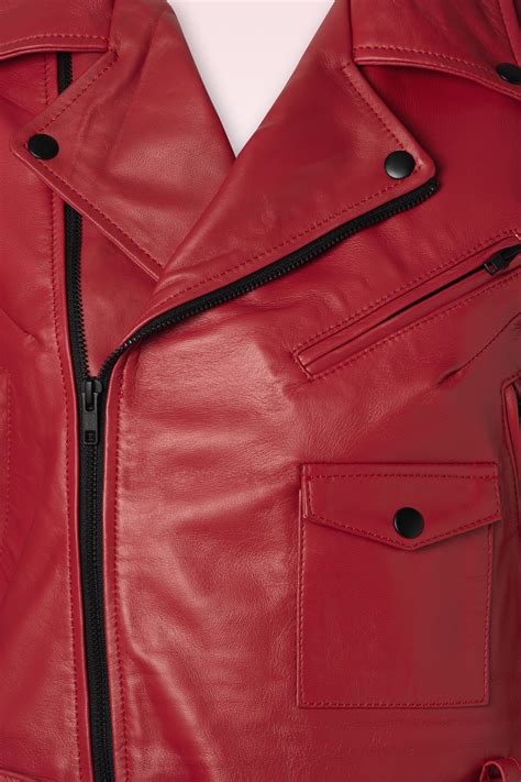 Queen Kerosin Marlon Leather Biker Jacket In Red Shop At Topvintage